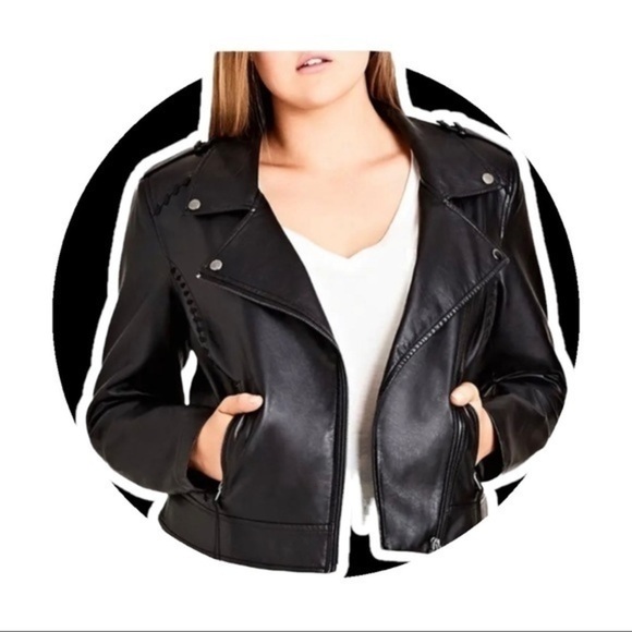 City Chic Whipstitched Biker Jacket - Picture 2 of 3